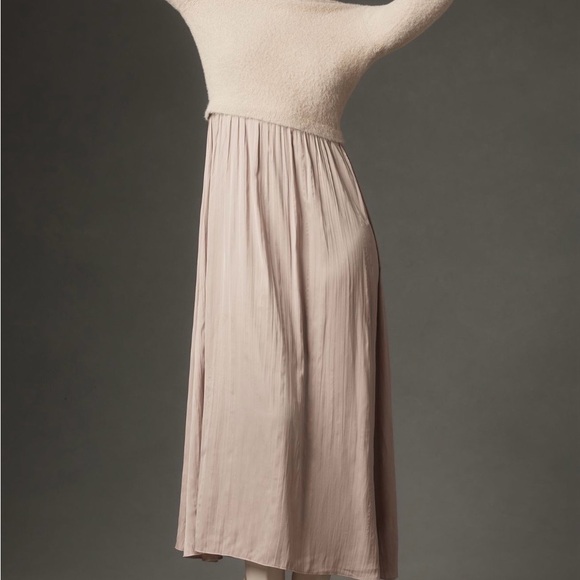 Anthropologie Dresses & Skirts - Anthropologie Thea Long-Sleeve Eyelash Twofer Sweater Dress in Neutral